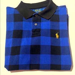 Polo by Ralph Lauren Men's Blue and Black Checkered Shirt